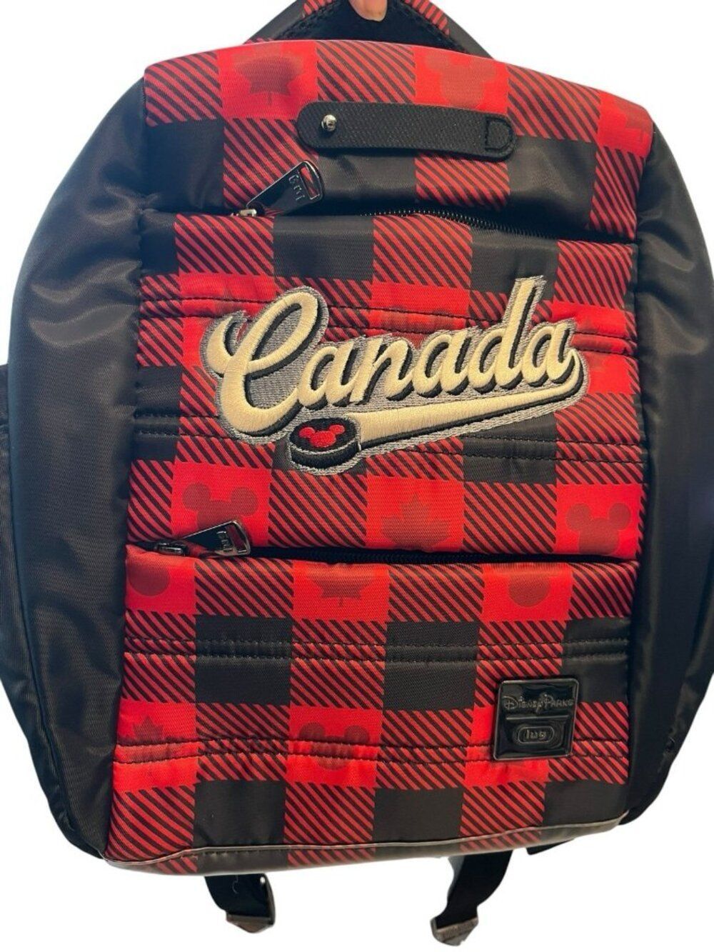 Disney Parks Lug EPCOT Canada World Showcase Mickey Mouse Hockey Plaid Backpack